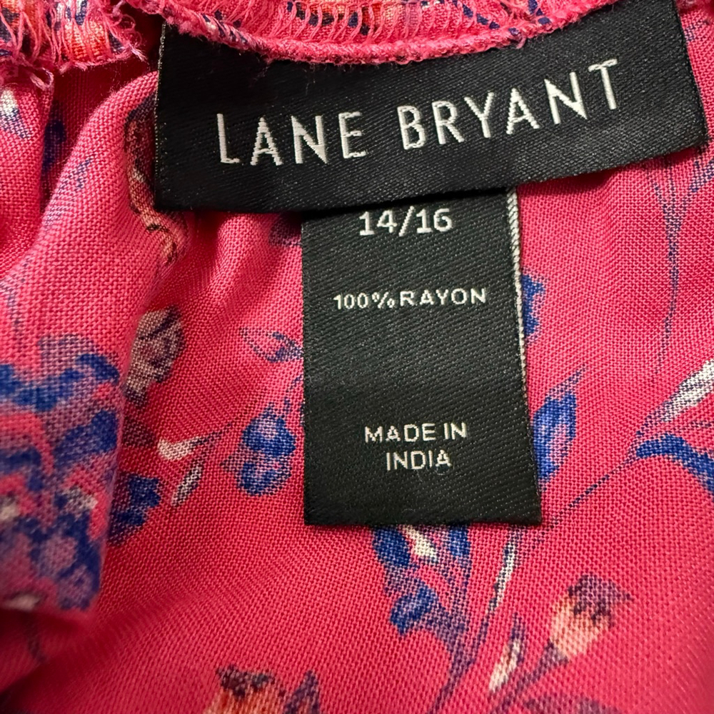 Lane Bryant Pink Floral Drop Waist Skirt Size 14/16 Boho Rayon - Picture 8 of 9